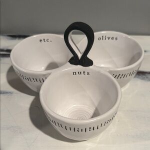 Mud Pie White Ceramic Trio Bowl